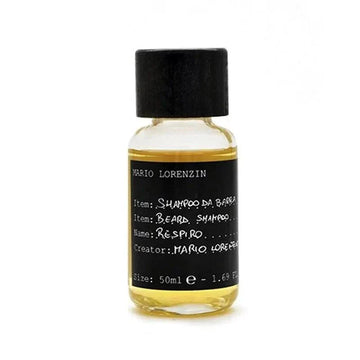 Bottle of Mario Lorenzin 1975 Respiro beard shampoo, 50ml.