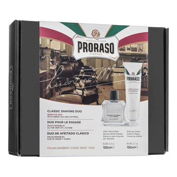 Proraso Duo Pack with shaving cream and aftershave balm in box packaging.