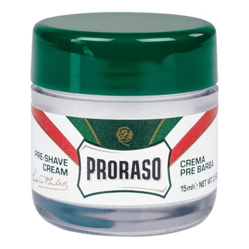Proraso Mini Pre-Shaving Cream - Eukalyptus og mentol i liten plastkrukke, 15 ml.