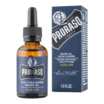 Proraso skjeggolje - Lime og mynte in glass bottle with dropper, Italian origin, paraben-free.