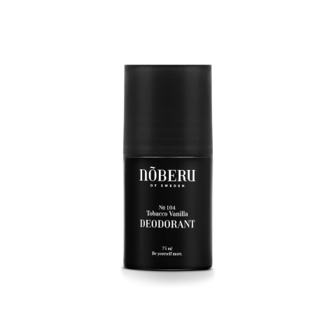 Deodorant Noberu Tobacco Vanilla 75ml in black bottle.