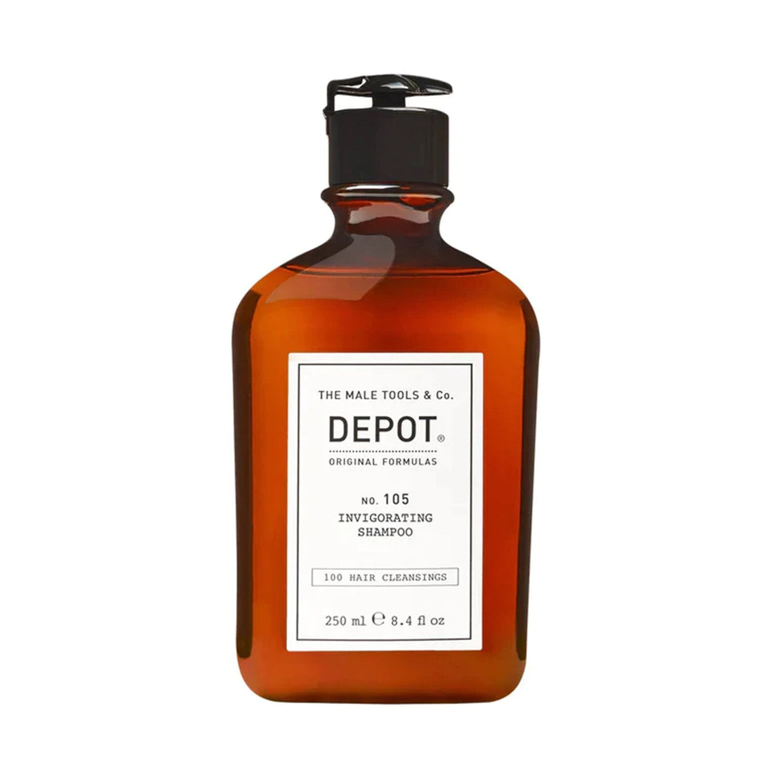 Depot No. 105 Invigorating Shampoo, 250 ml bottle with revitalizing natural ingredients for scalp and hair.