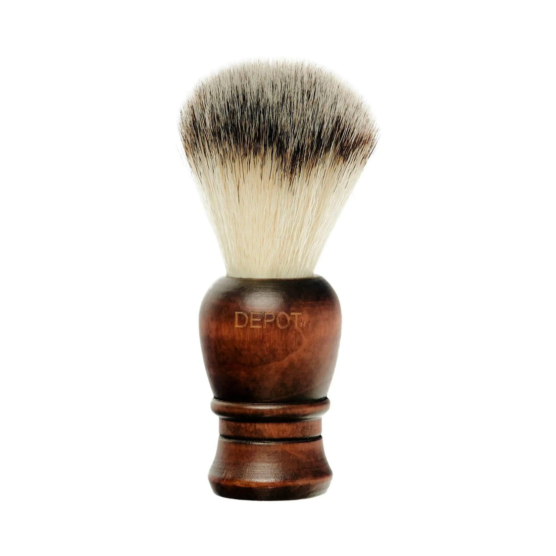 Wooden shaving brush with synthetic bristles, made in Italy.