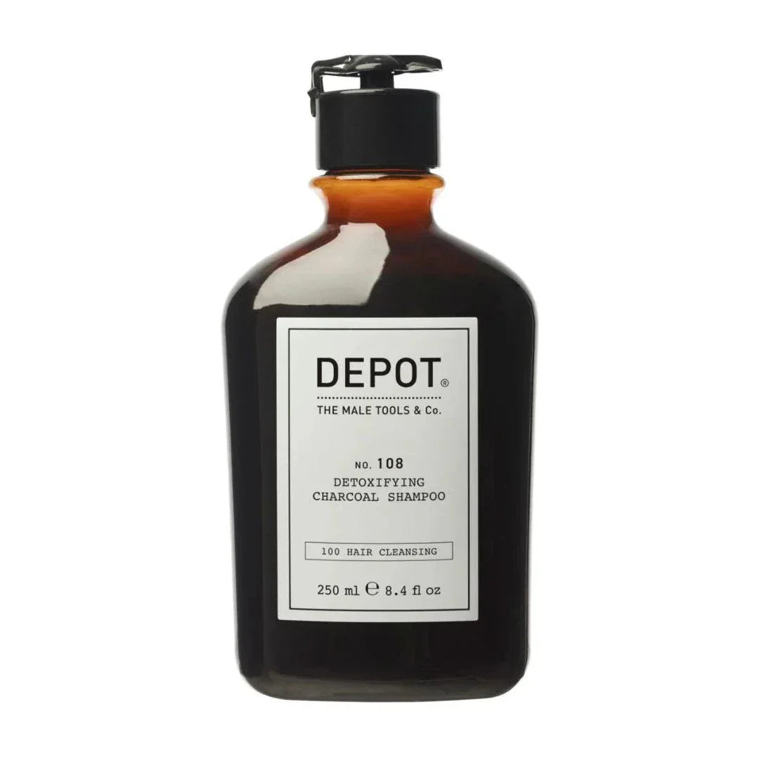 Detoxifying Charcoal Shampoo 250ml bottle by Depot, deep-cleansing and pollution-fighting.