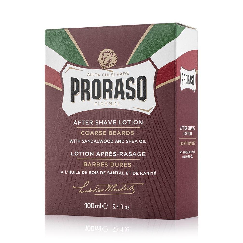 Proraso Aftershave Lotion Sandeltre in stylish glass bottle with packaging.