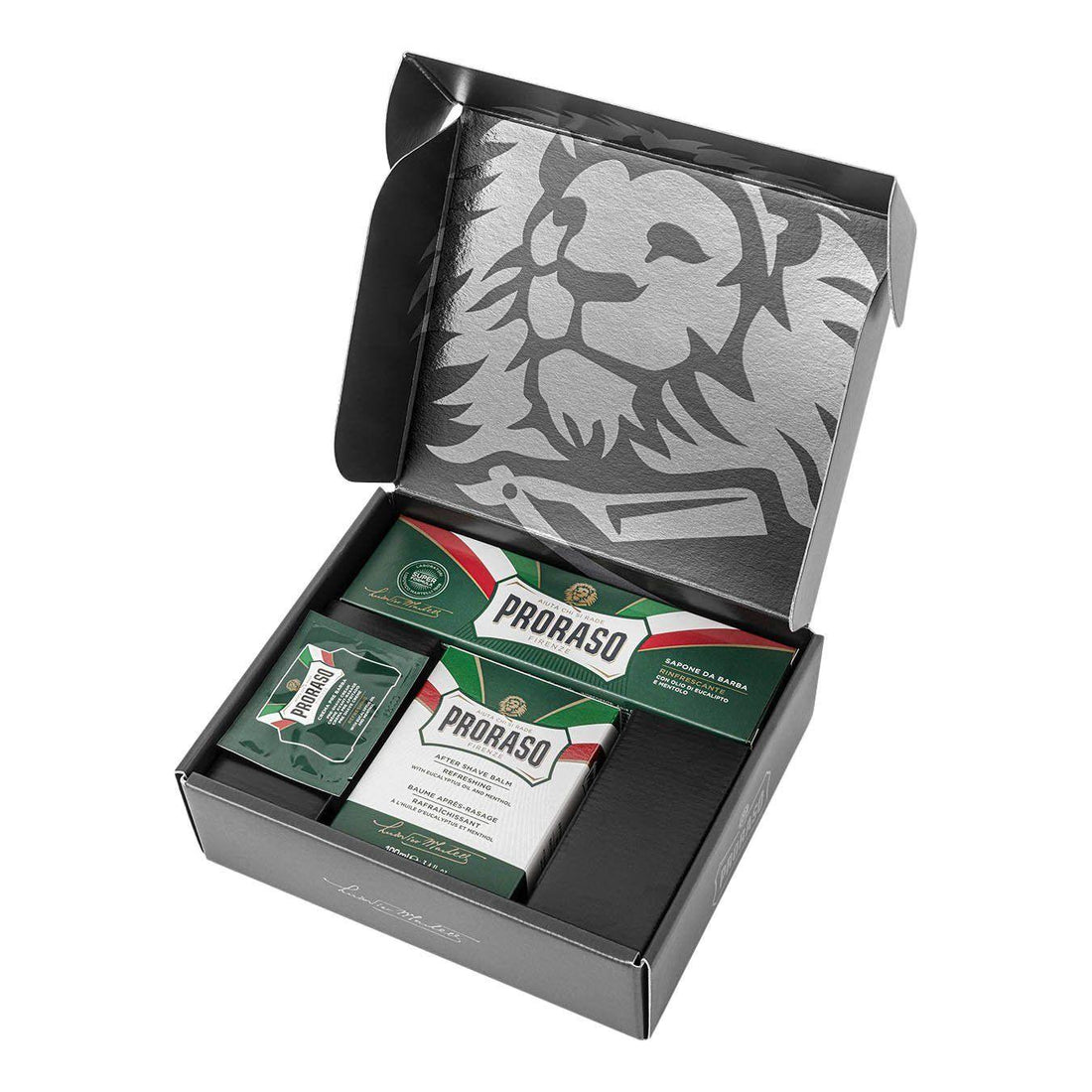 Proraso Duo Pack with barberkrem and aftershave balm set, featuring quality Italian grooming products.