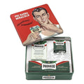 Proraso shaving gift set with creams and aftershave in metal box.