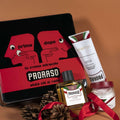 Proraso gavesett med barberprodukter, inkluderer aftershave, barberkrem, preshave-krem, italiensk design.