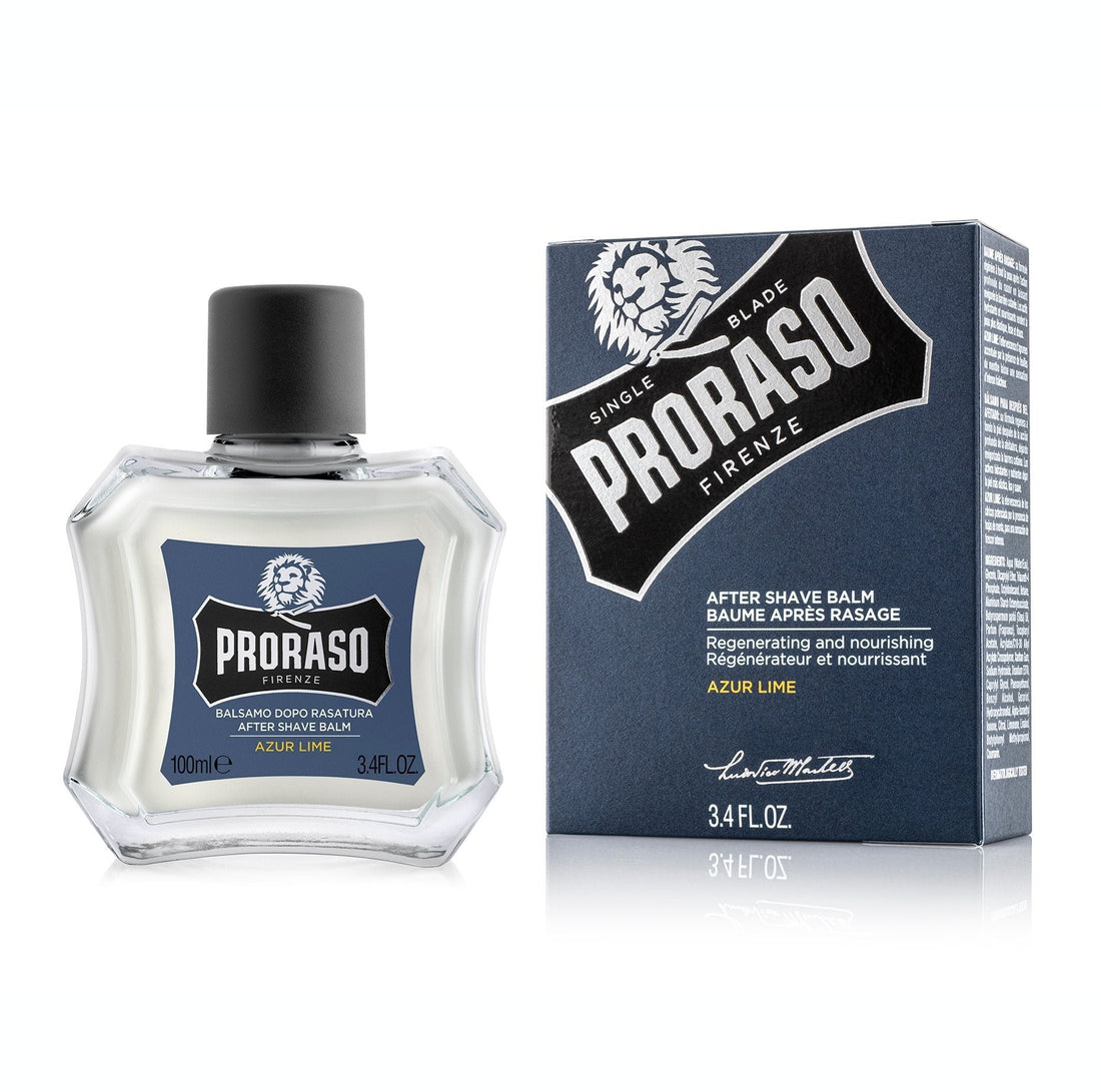 Proraso Single Blade Aftershave Balm Lime and Mint 100ml for smooth shaving experience.