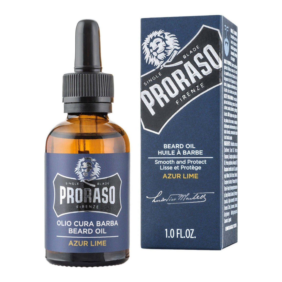 Proraso skjeggolje - Lime og mynte in glass bottle with dropper, Italian origin, paraben-free.